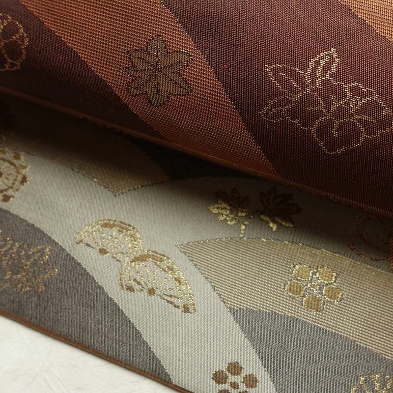 名古屋帯 太鼓柄 正絹 古典柄 名古屋仕立て なごや帯 リサイクル帯 帯 箔 多色使い_画像8