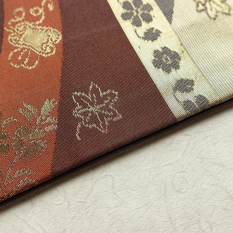 名古屋帯 太鼓柄 正絹 古典柄 名古屋仕立て なごや帯 リサイクル帯 帯 箔 多色使い_画像13