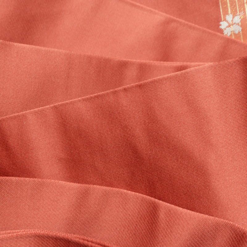 名古屋帯 太鼓柄 美品 正絹 名古屋仕立て なごや帯 古典柄リサイクル帯 帯 箔 菊 桜 銀朱色 赤・朱_画像19