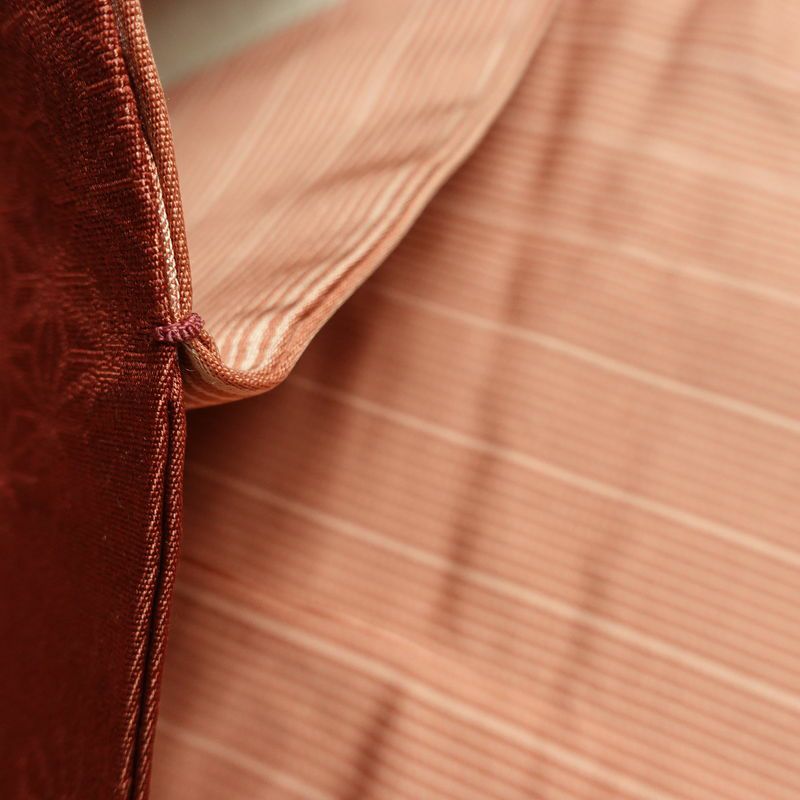 名古屋帯 六通柄 正絹 古典柄 名古屋仕立て なごや帯 リサイクル帯 帯 箔 金糸 小豆・エンジ_画像20