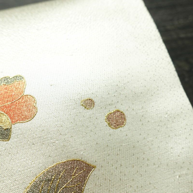 名古屋帯 太鼓柄 正絹 花柄 名古屋仕立て なごや帯 リサイクル帯 帯 箔 金彩 シンプル 金・銀_画像5