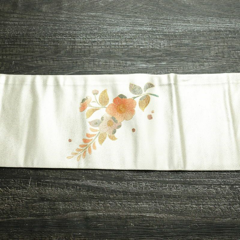 名古屋帯 太鼓柄 正絹 花柄 名古屋仕立て なごや帯 リサイクル帯 帯 箔 金彩 シンプル 金・銀_画像12