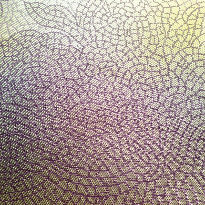 名古屋帯 六通柄 正絹 幾何学柄・抽象柄 名古屋仕立て なごや帯 比翼仕立て リサイクル帯 帯 箔 紫・藤色_画像3