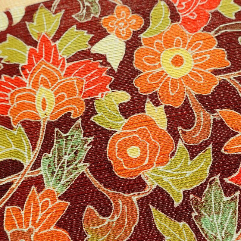 名古屋帯 太鼓柄 良品 しつけ糸付き 正絹 花柄 名古屋仕立て なごや帯 リサイクル帯 帯 金彩 モダン 橙_画像5