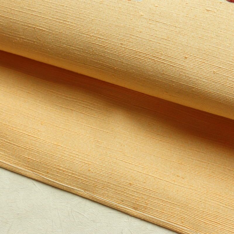 名古屋帯 太鼓柄 良品 しつけ糸付き 正絹 花柄 名古屋仕立て なごや帯 リサイクル帯 帯 金彩 モダン 橙_画像7