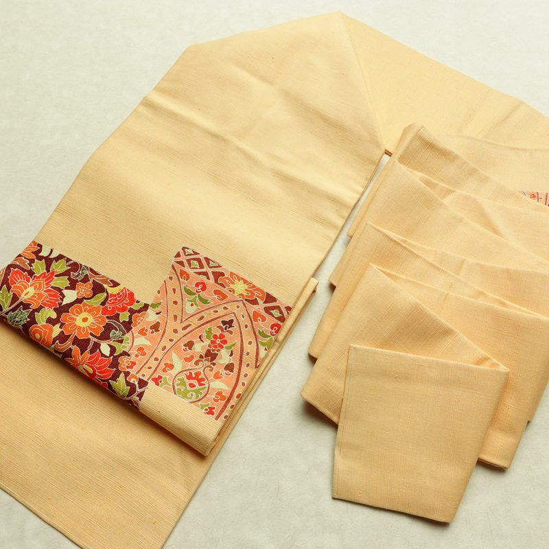 名古屋帯 太鼓柄 良品 しつけ糸付き 正絹 花柄 名古屋仕立て なごや帯 リサイクル帯 帯 金彩 モダン 橙_画像16