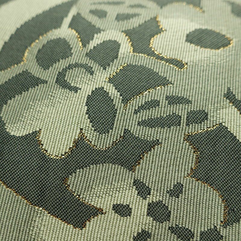 名古屋帯 太鼓柄 正絹 古典柄 名古屋仕立て なごや帯 リサイクル帯 帯 金糸 シンプル 緑・うぐいす色_画像5