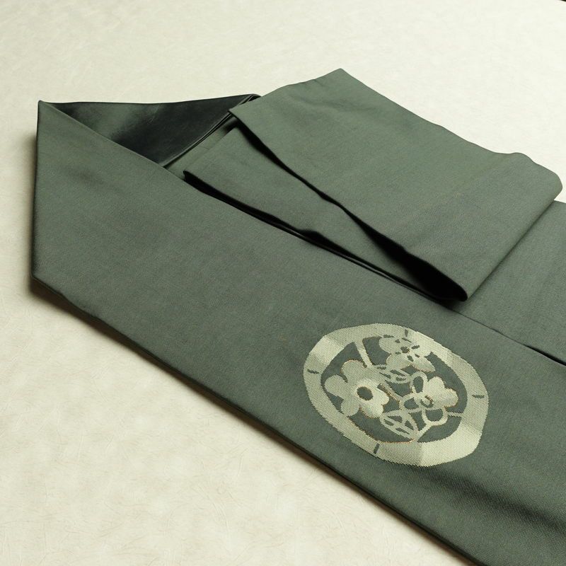 名古屋帯 太鼓柄 正絹 古典柄 名古屋仕立て なごや帯 リサイクル帯 帯 金糸 シンプル 緑・うぐいす色_画像21