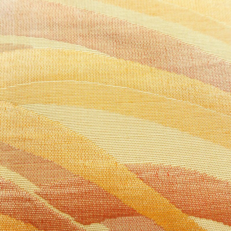 名古屋帯 六通柄 正絹 流水・波柄 名古屋仕立て なごや帯 リサイクル帯 帯 黄・黄土色_画像6