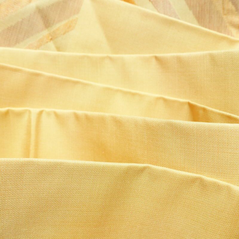 名古屋帯 六通柄 正絹 流水・波柄 名古屋仕立て なごや帯 リサイクル帯 帯 黄・黄土色_画像18