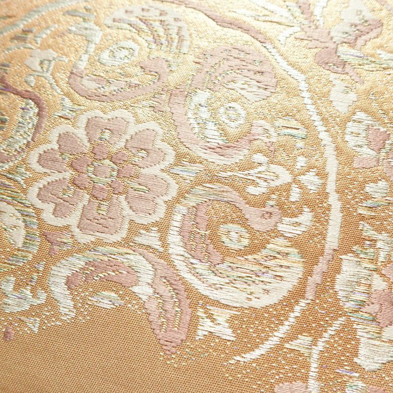 名古屋帯 太鼓柄 良品 正絹 幾何学柄・抽象柄 名古屋仕立て なごや帯 リサイクル帯 帯 ピンクベージュ ベージュ_画像3