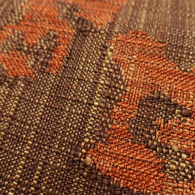 名古屋帯 六通柄 正絹 幾何学柄・抽象柄 松葉仕立て なごや帯 リサイクル帯 帯 紬地 茶_画像5