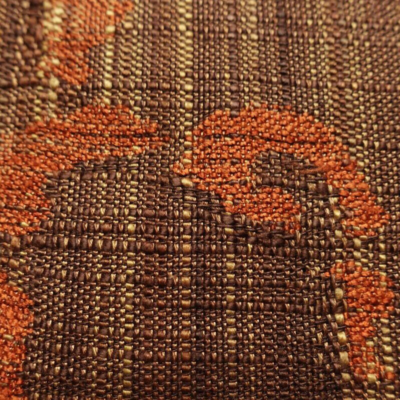 名古屋帯 六通柄 正絹 幾何学柄・抽象柄 松葉仕立て なごや帯 リサイクル帯 帯 紬地 茶_画像6