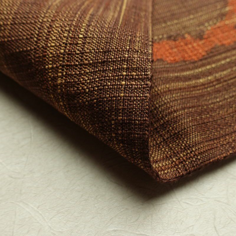 名古屋帯 六通柄 正絹 幾何学柄・抽象柄 松葉仕立て なごや帯 リサイクル帯 帯 紬地 茶_画像10