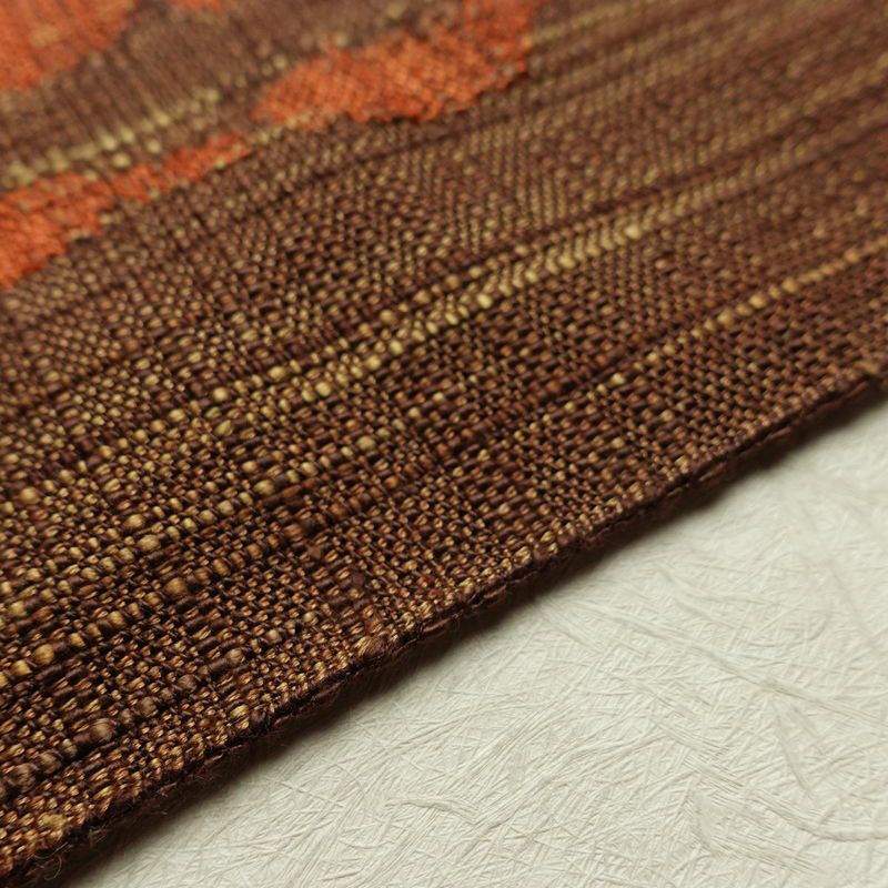 名古屋帯 六通柄 正絹 幾何学柄・抽象柄 松葉仕立て なごや帯 リサイクル帯 帯 紬地 茶_画像12