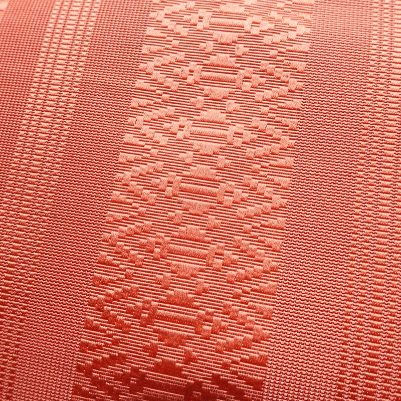 名古屋帯 全通柄 良品 夏用 正絹 縞柄・線柄 松葉仕立て なごや帯 リサイクル帯 ピンク 帯_画像3