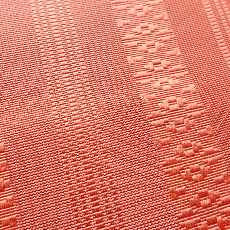 名古屋帯 全通柄 良品 夏用 正絹 縞柄・線柄 松葉仕立て なごや帯 リサイクル帯 ピンク 帯_画像4