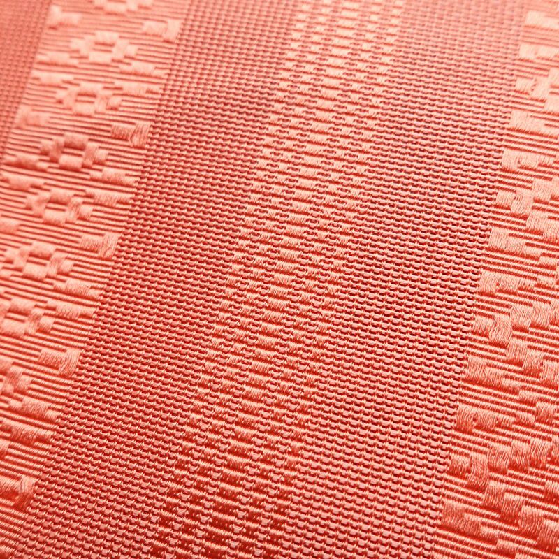 名古屋帯 全通柄 良品 夏用 正絹 縞柄・線柄 松葉仕立て なごや帯 リサイクル帯 ピンク 帯_画像5