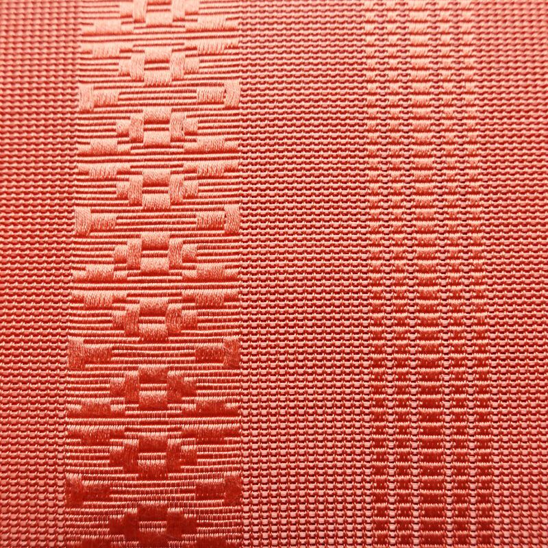 名古屋帯 全通柄 良品 夏用 正絹 縞柄・線柄 松葉仕立て なごや帯 リサイクル帯 ピンク 帯_画像6