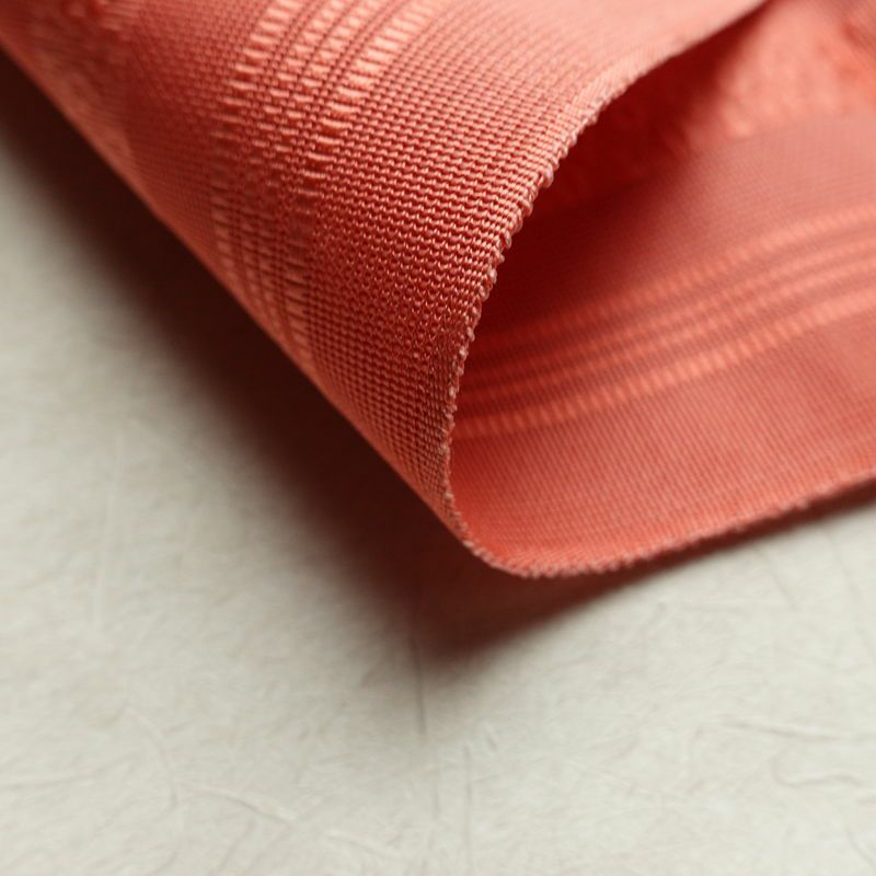 名古屋帯 全通柄 良品 夏用 正絹 縞柄・線柄 松葉仕立て なごや帯 リサイクル帯 ピンク 帯_画像10