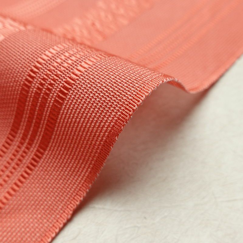 名古屋帯 全通柄 良品 夏用 正絹 縞柄・線柄 松葉仕立て なごや帯 リサイクル帯 ピンク 帯_画像20