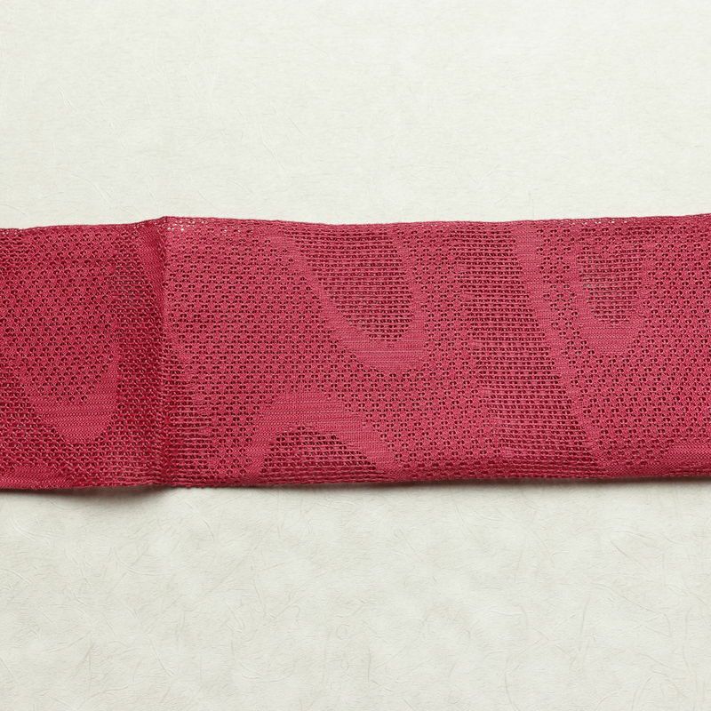 名古屋帯 全通柄 良品 夏用 正絹 流水・波柄 松葉仕立て なごや帯 リサイクル帯 帯 ピンク_画像13