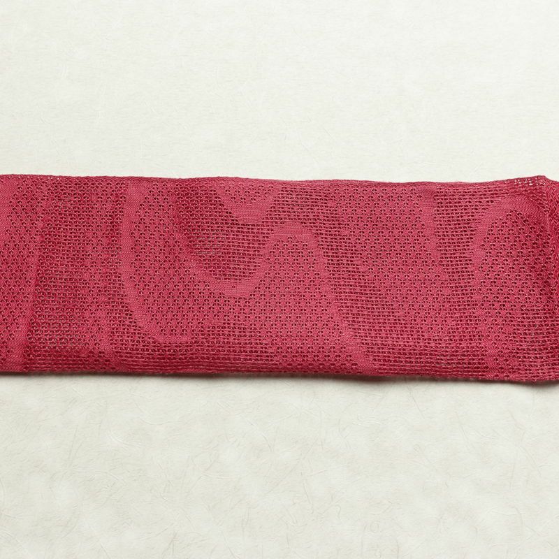 名古屋帯 全通柄 良品 夏用 正絹 流水・波柄 松葉仕立て なごや帯 リサイクル帯 帯 ピンク_画像14