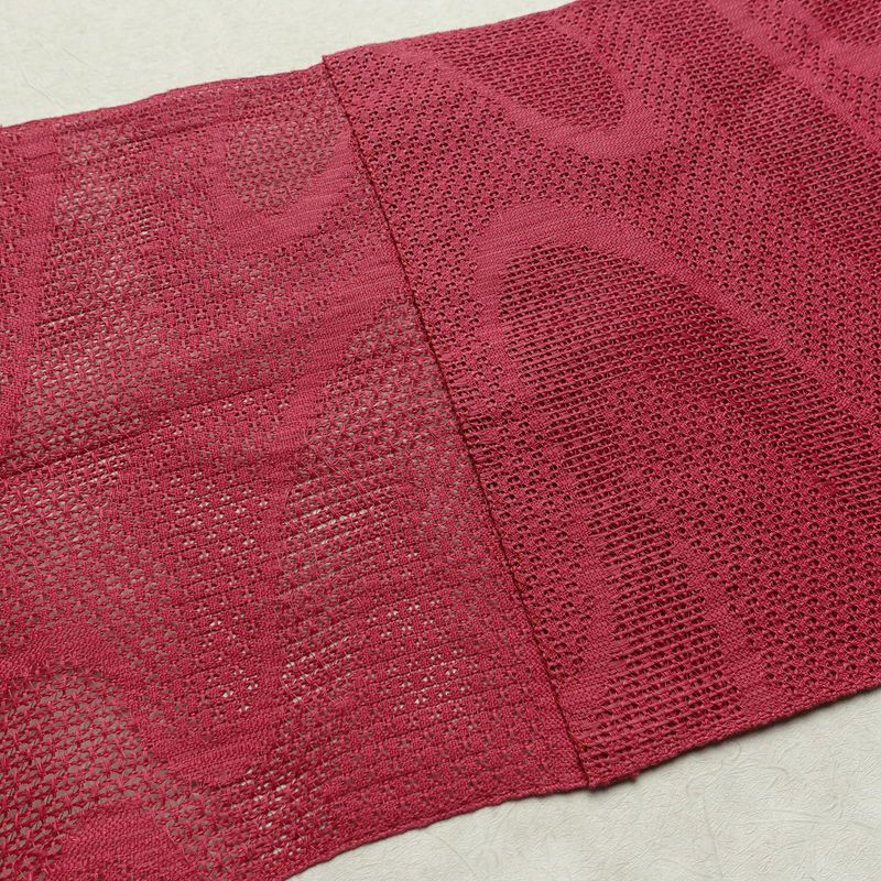 名古屋帯 全通柄 良品 夏用 正絹 流水・波柄 松葉仕立て なごや帯 リサイクル帯 帯 ピンク_画像17