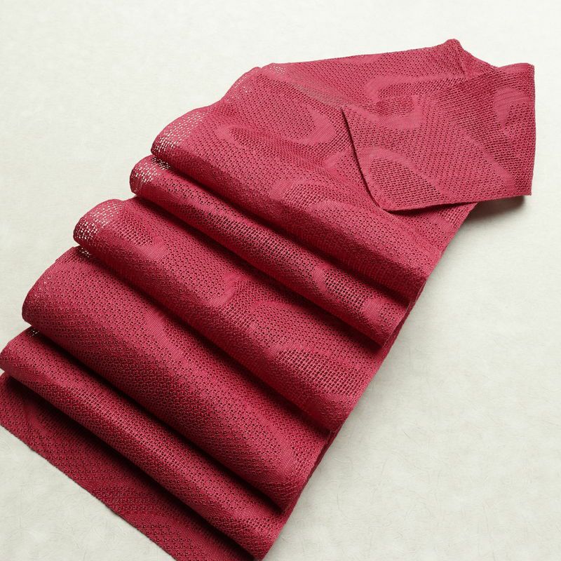 名古屋帯 全通柄 良品 夏用 正絹 流水・波柄 松葉仕立て なごや帯 リサイクル帯 帯 ピンク_画像19