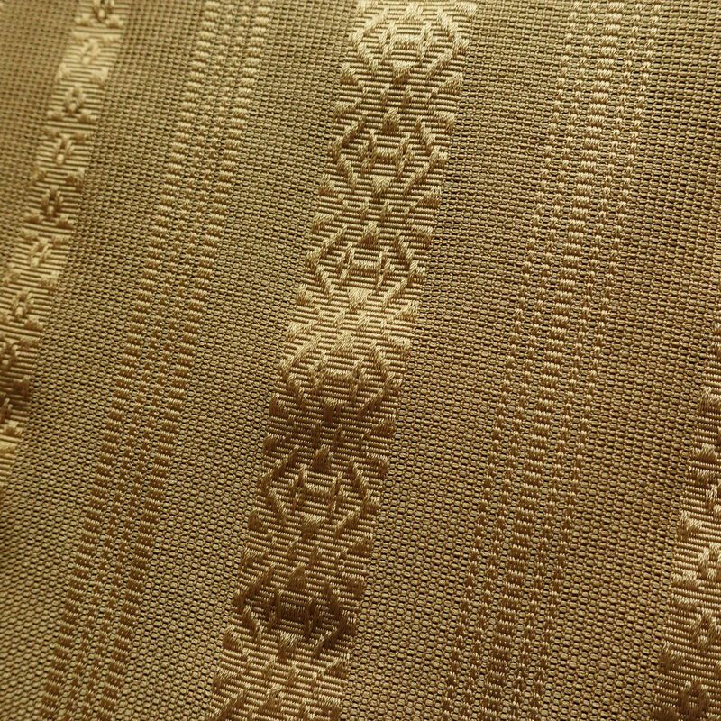 名古屋帯 全通柄 夏用 ポリエステル 縞柄・線柄 松葉仕立て なごや帯 リサイクル帯 帯 黄・黄土色_画像3