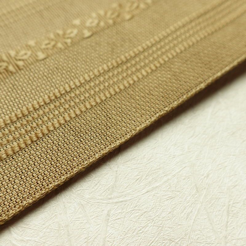 名古屋帯 全通柄 夏用 ポリエステル 縞柄・線柄 松葉仕立て なごや帯 リサイクル帯 帯 黄・黄土色_画像12