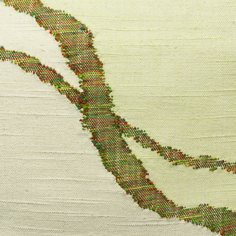 名古屋帯 太鼓柄 正絹 幾何学柄・抽象柄 松葉仕立て なごや帯 リサイクル帯 帯 紬地 緑・うぐいす色_画像2