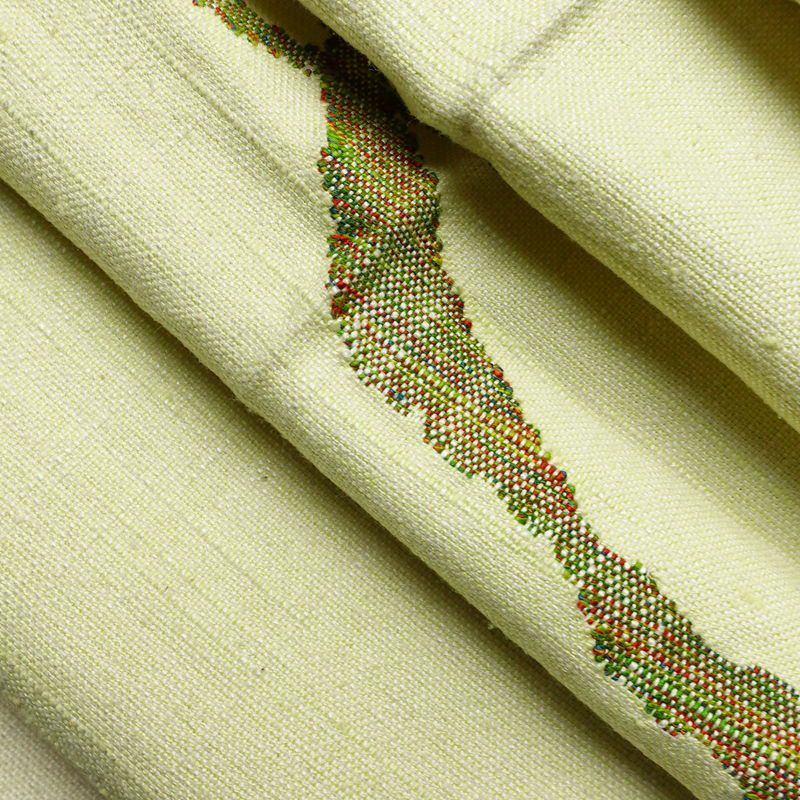 名古屋帯 太鼓柄 正絹 幾何学柄・抽象柄 松葉仕立て なごや帯 リサイクル帯 帯 紬地 緑・うぐいす色_画像18