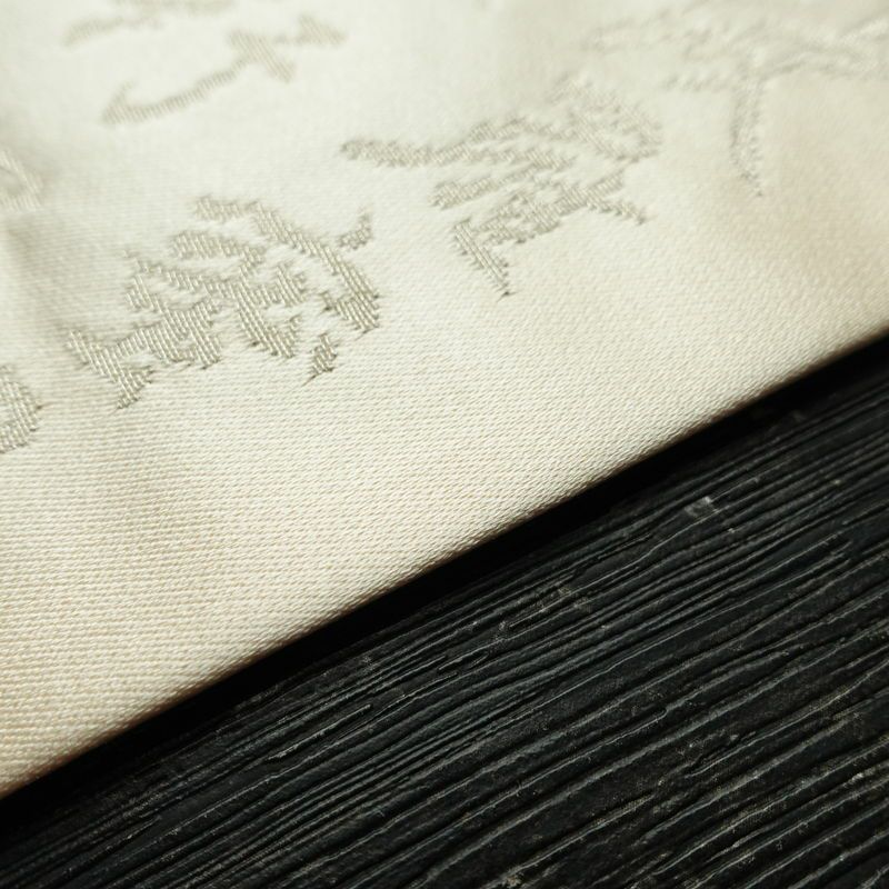 名古屋帯 太鼓柄 正絹 その他の柄 名古屋仕立て なごや帯 リサイクル帯 般若心経 帯 アイボリー 白_画像12