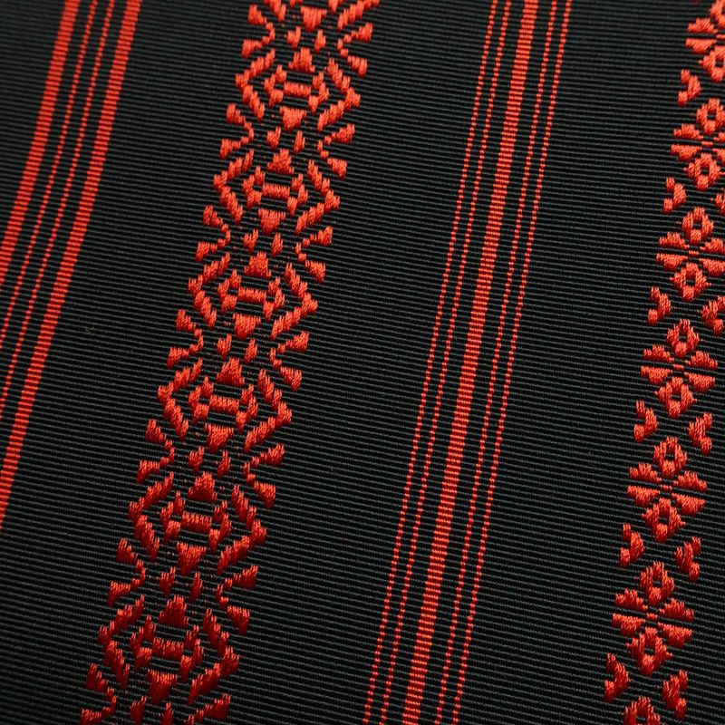 名古屋帯 全通柄 良品 正絹 縞柄・線柄 松葉仕立て なごや帯 リサイクル帯 帯 黒_画像3