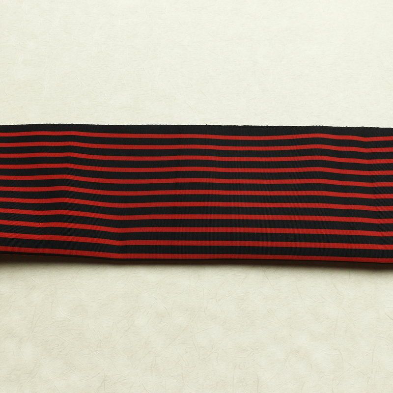 名古屋帯 全通柄 良品 正絹 縞柄・線柄 松葉仕立て なごや帯 リサイクル帯 帯 黒_画像14