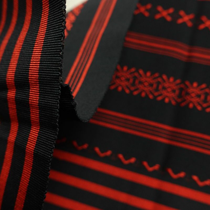 名古屋帯 全通柄 良品 正絹 縞柄・線柄 松葉仕立て なごや帯 リサイクル帯 帯 黒_画像17