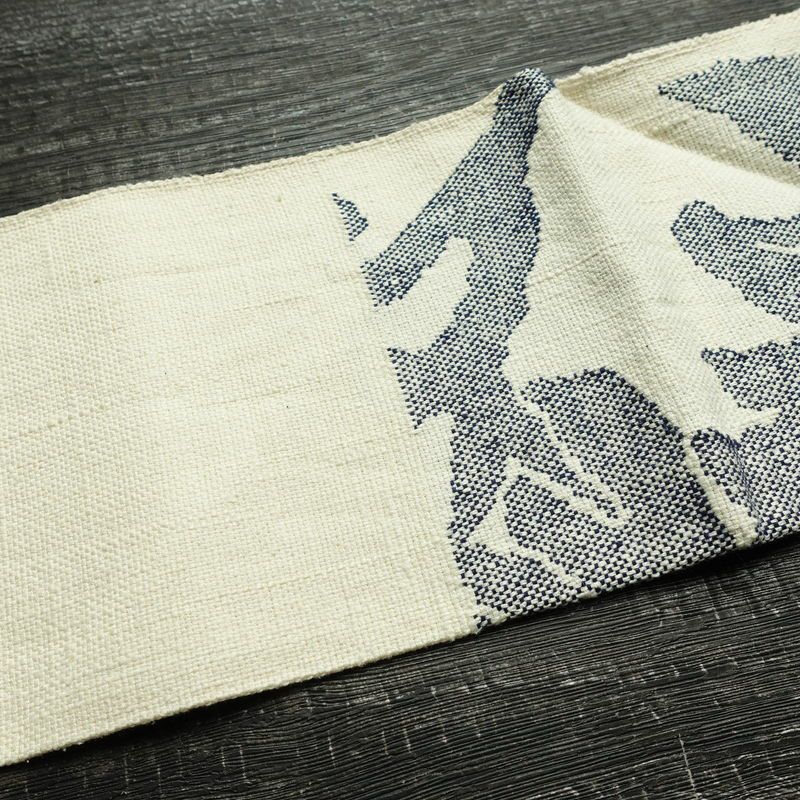 名古屋帯 六通柄 正絹 木の葉・植物柄 名古屋仕立て なごや帯 リサイクル帯 帯 モダン 紬地 白_画像14