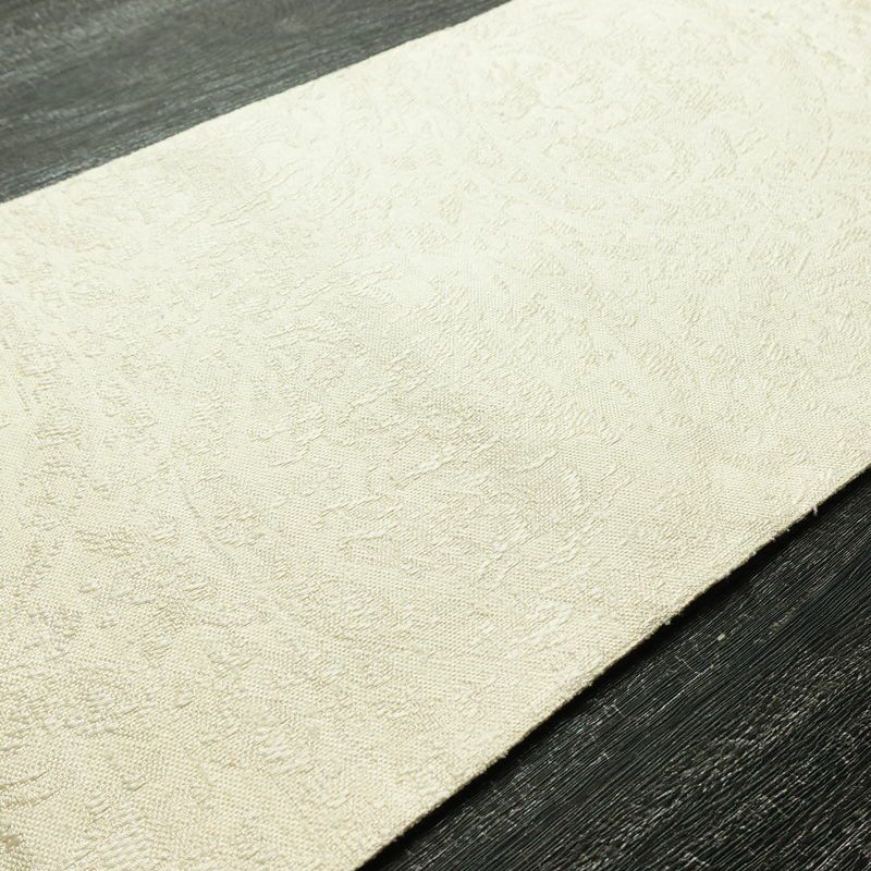 名古屋帯 全通柄 良品 正絹 幾何学柄・抽象柄 松葉仕立て なごや帯 リサイクル帯 帯 白_画像11