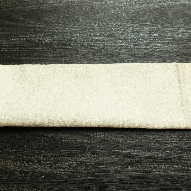 名古屋帯 全通柄 良品 正絹 幾何学柄・抽象柄 松葉仕立て なごや帯 リサイクル帯 帯 白_画像14