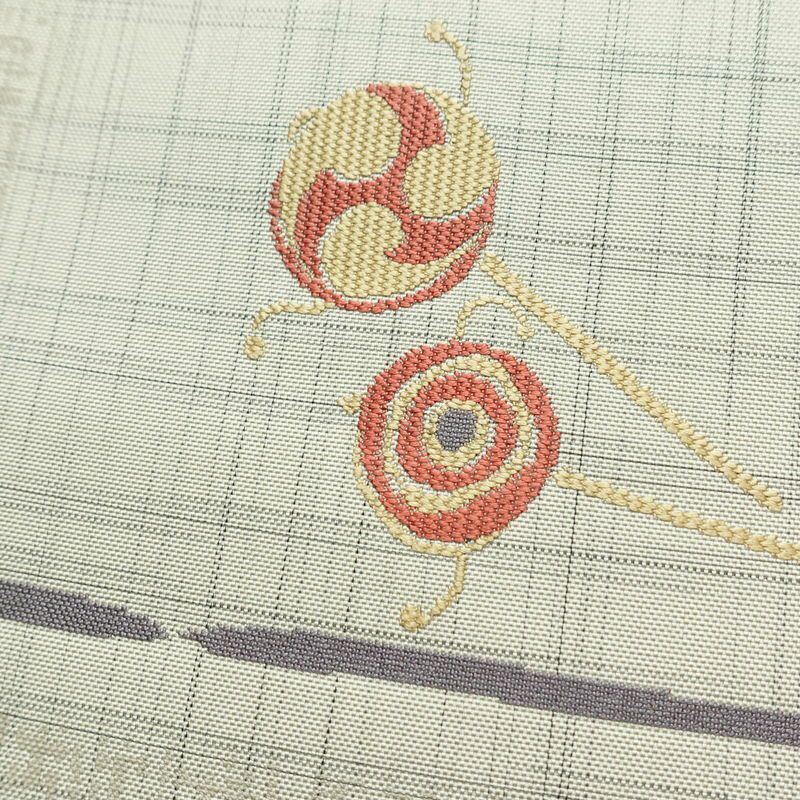 名古屋帯 六通柄 正絹 古典柄 松葉仕立て なごや帯 リサイクル帯 帯 グレー_画像3