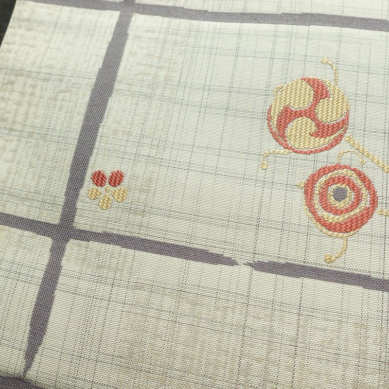 名古屋帯 六通柄 正絹 古典柄 松葉仕立て なごや帯 リサイクル帯 帯 グレー_画像8