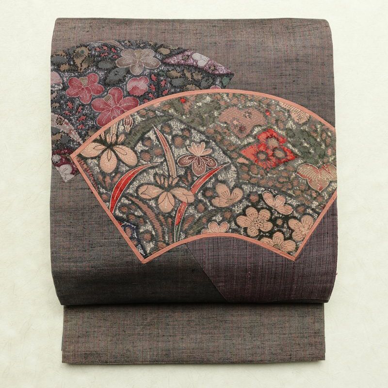 抽象柄　正絹　名古屋帯　松葉仕立て　お太鼓柄　夏帯 抽象柄 正絹 名古屋帯 松葉仕立て お太鼓柄 夏帯 正絹 夏の絽の