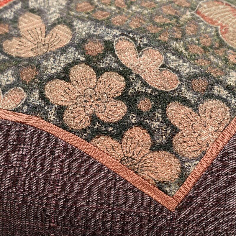 名古屋帯 太鼓柄 正絹 古典柄 通し仕立て なごや帯 リサイクル帯 帯 小豆・エンジ_画像3