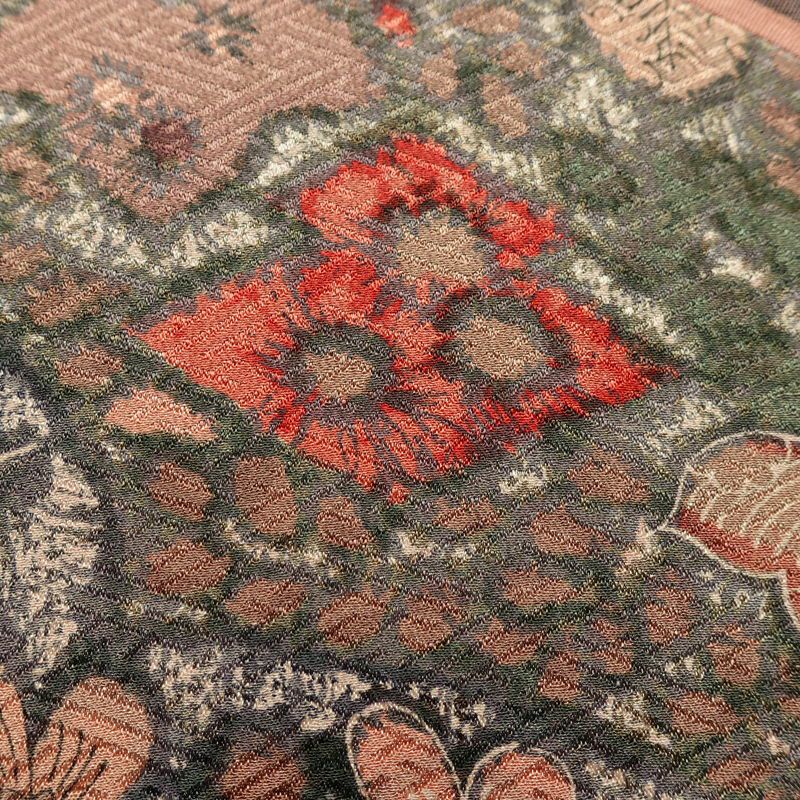 名古屋帯 太鼓柄 正絹 古典柄 通し仕立て なごや帯 リサイクル帯 帯 小豆・エンジ_画像4