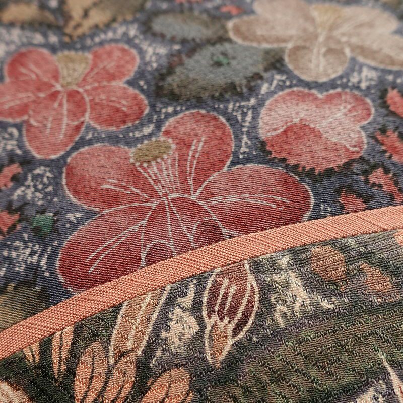 名古屋帯 太鼓柄 正絹 古典柄 通し仕立て なごや帯 リサイクル帯 帯 小豆・エンジ_画像6