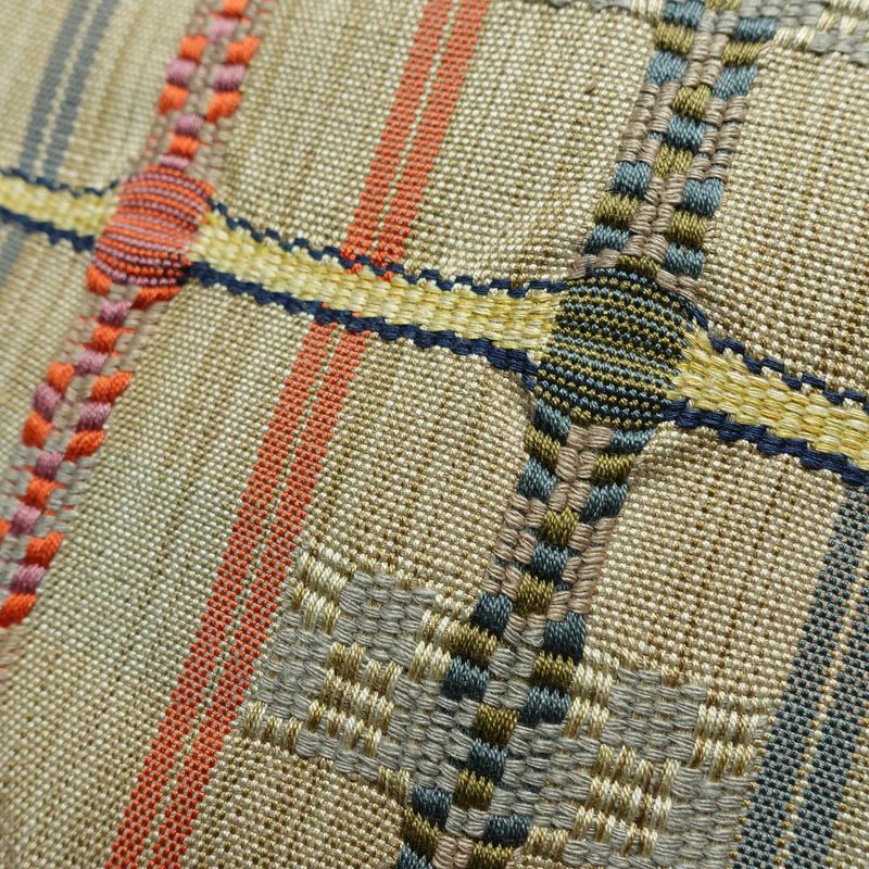 名古屋帯 六通柄 正絹 縞柄・線柄 名古屋仕立て なごや帯 リサイクル帯 帯 ベージュ_画像6