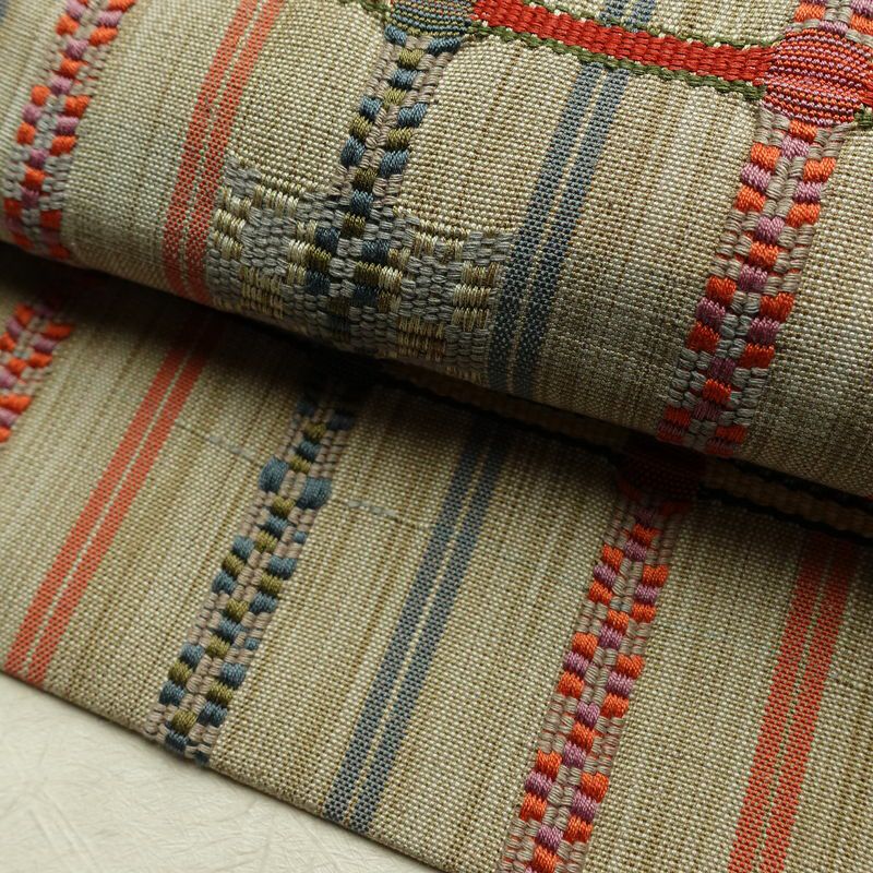 名古屋帯 六通柄 正絹 縞柄・線柄 名古屋仕立て なごや帯 リサイクル帯 帯 ベージュ_画像7