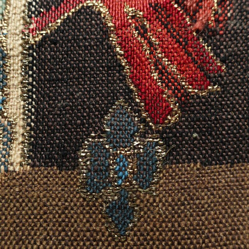 名古屋帯 太鼓柄 美品 正絹 幾何学柄・抽象柄 松葉仕立て なごや帯 リサイクル帯 帯 金糸 モダン 茶_画像4