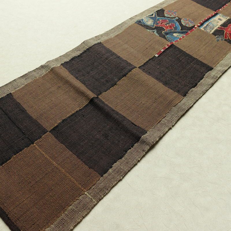 名古屋帯 太鼓柄 美品 正絹 幾何学柄・抽象柄 松葉仕立て なごや帯 リサイクル帯 帯 金糸 モダン 茶_画像10